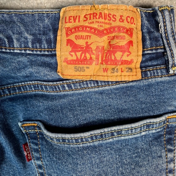 Levi Strauss Co 505 Mens Jeans W34 L29 Blue Straight Fit Denim Pants - Picture 5 of 13